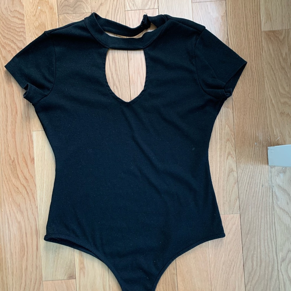 Black V-Neck Bodysuit